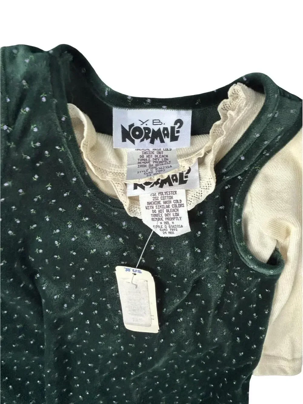 VTG YB Normal 2 Girls Jumper Dress Mock‎ Layered Floral 24M NWT